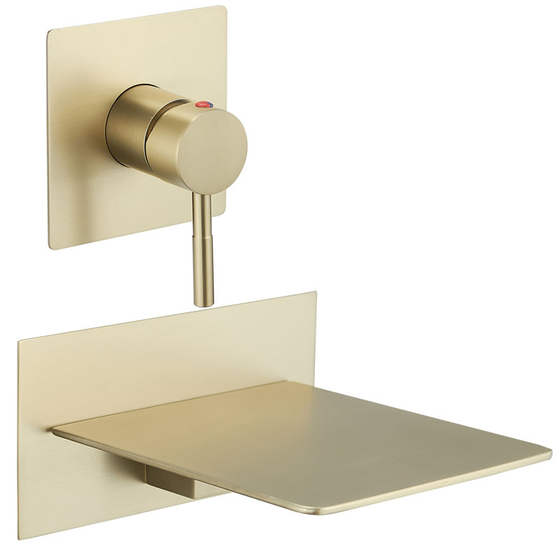 Wall Mounted Bathroom Faucet 2 Hole Waterfall Bathroom Sink Faucets Brass Single Handle Bathroom Basin Mixer Taps
