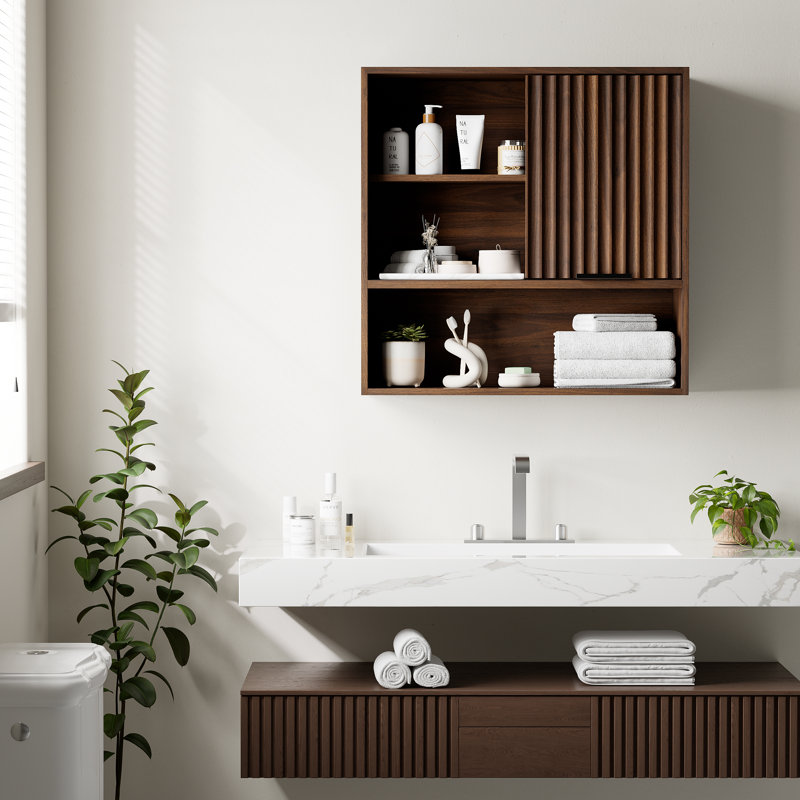Rangement mural pour salle de bain Zydi, Brown