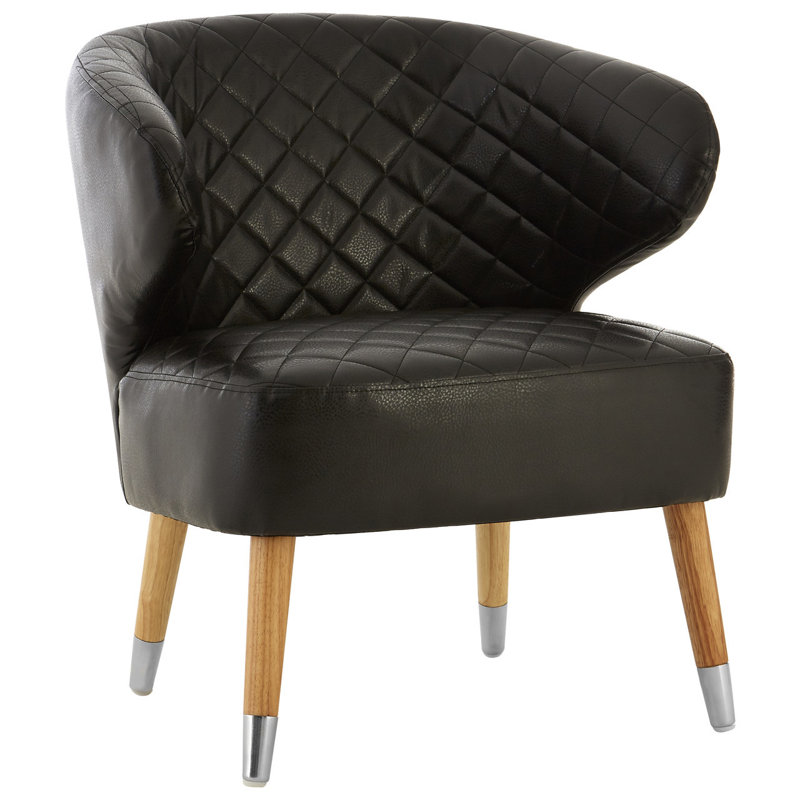 Brecken Leather Barrel Chair, Black