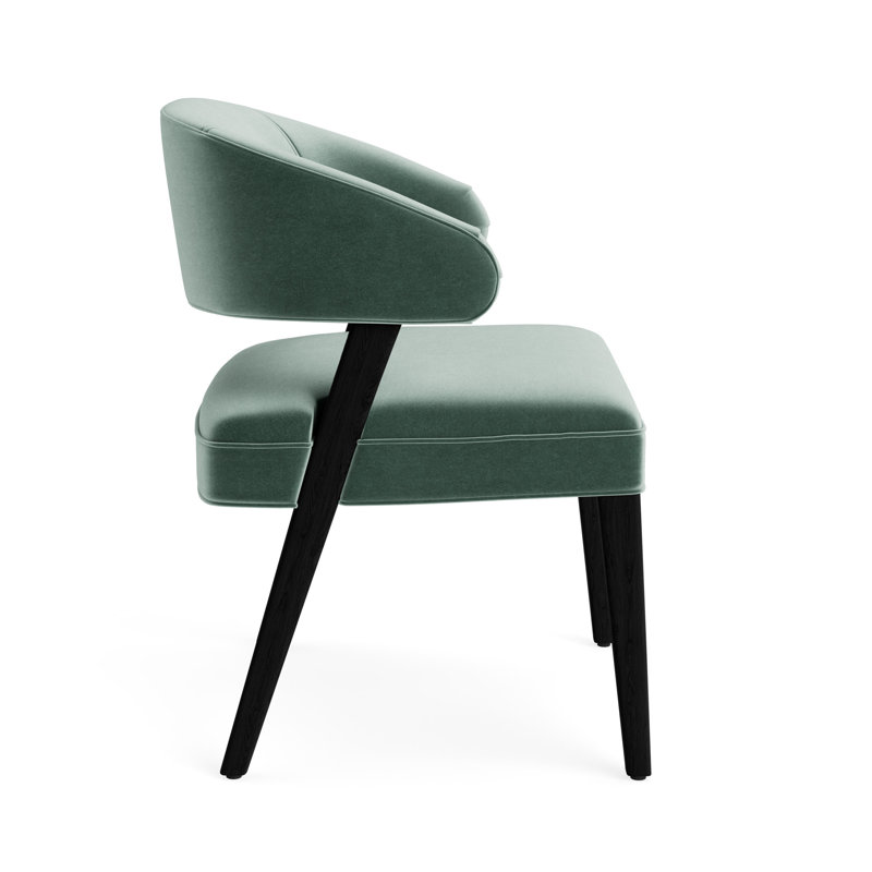 Keane Dining Chair, Performance Velvet - Jade, Black