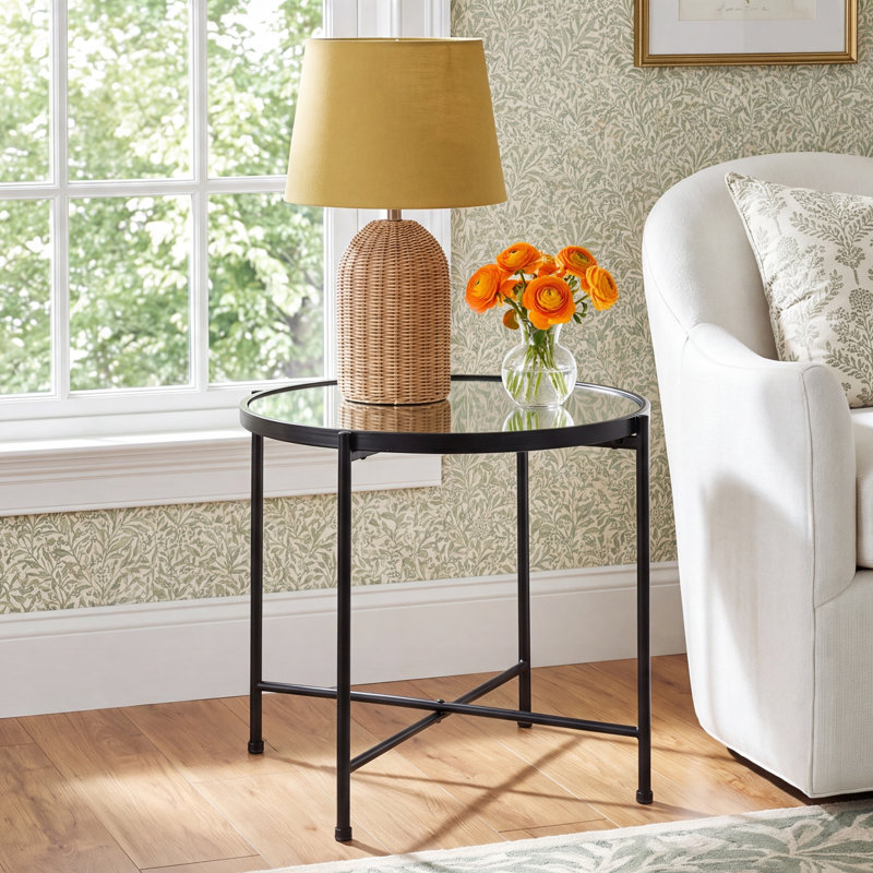 Rudy Mirrored Glass Tray Top End Table,  19" x 24"