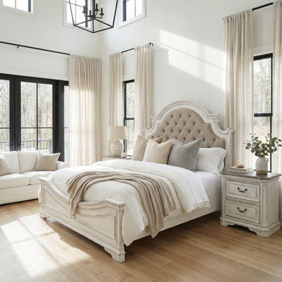 Colchester Queen Upholstered Bed & Two Nightstands Bedroom Set