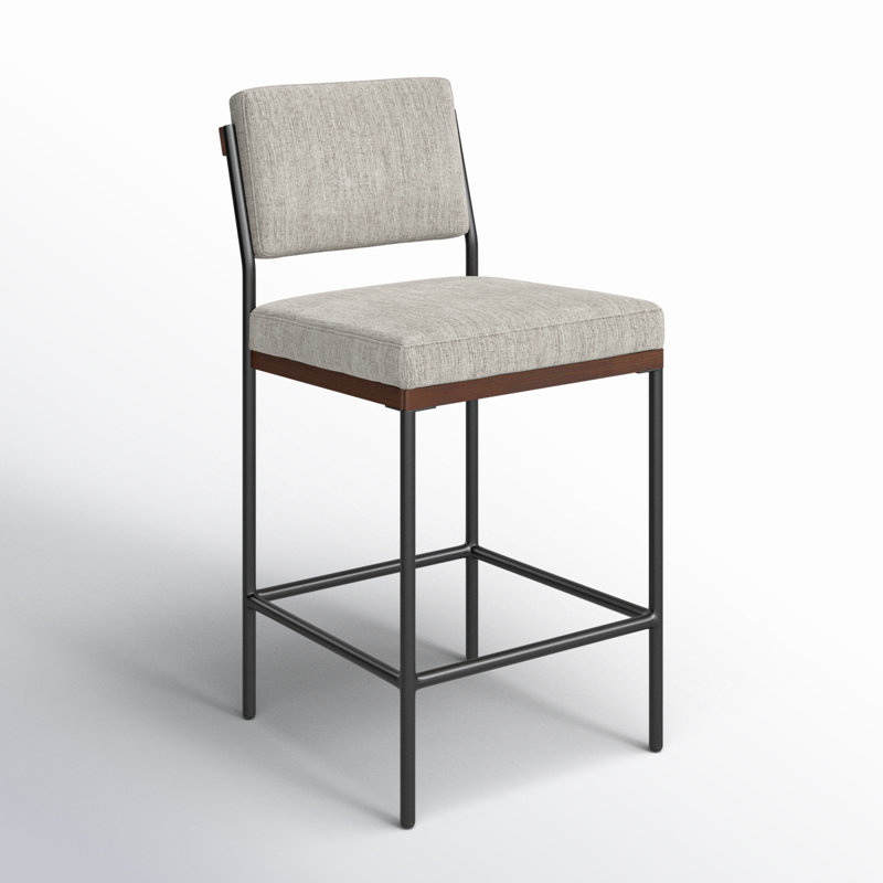 Benton Upholstered Stool with Metal Frame, Counter Stool (26.42" Seat Height), Savile Flannel/Polyester Blend