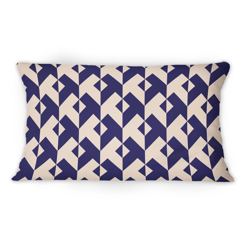 Coussin décoratif à motif géométrique triangulaire rose et noir