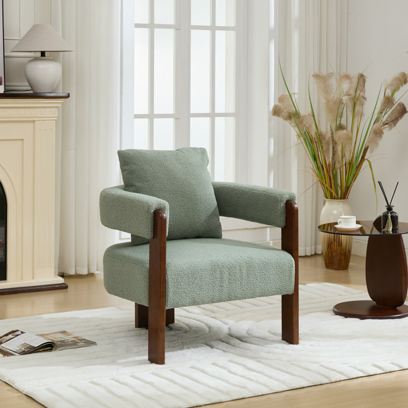 Upholstered 3-legs Accent Chair, Green