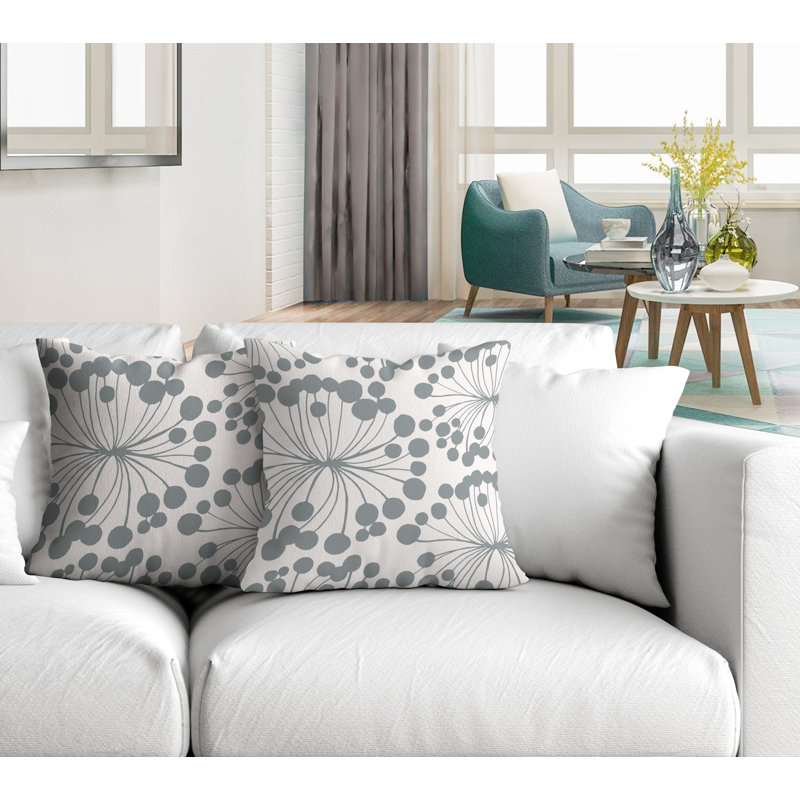 Housse et insert de coussin décoratif intérieur / extérieur en mélange de polyester, L 15 po x H 15 po, Gris