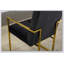 Chaise de salle à manger avec accoudoirs en lin capitonnée et base en acier inoxydable à finition dorée-1867695208