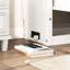 Lit escamotable simple avec station de charge intégrée, tiroir de rangement et structure en bois massif rustique, blanc-854476186