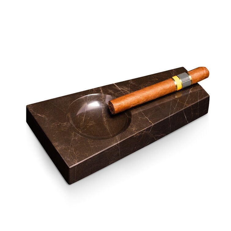 Bey-Berk Marble Four Cigar Ashtray, Brown