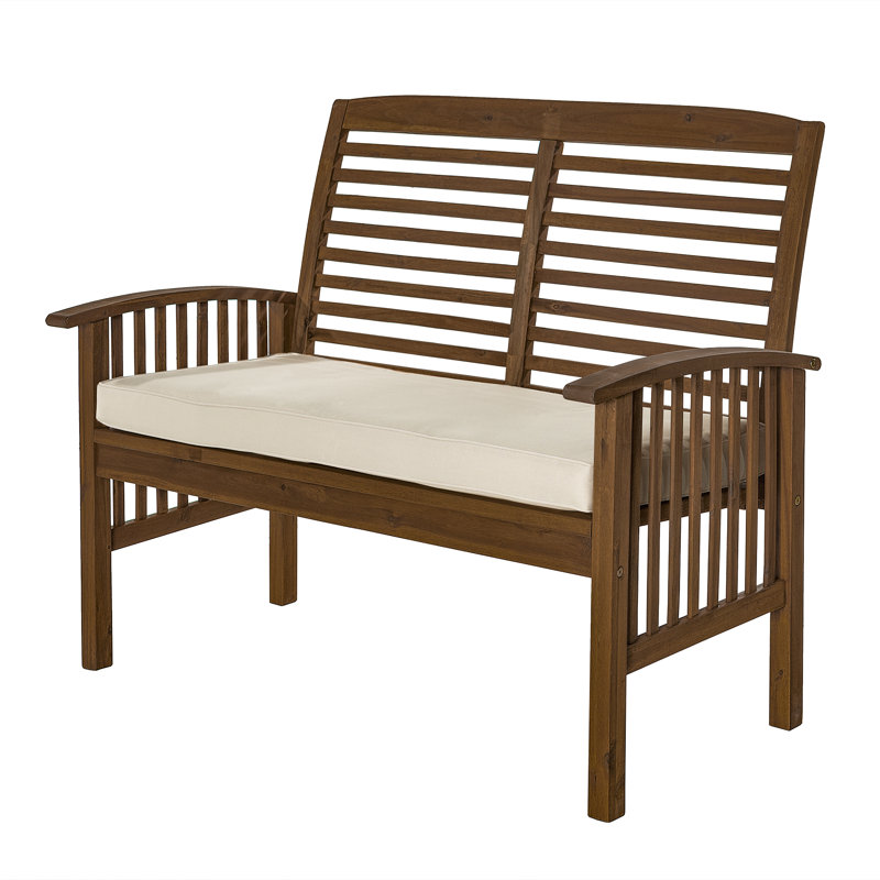 Solid Wood Acacia Outdoor Bench, Dark Brown
