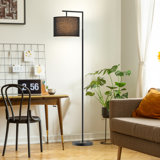 Hogsett 64'' Arched Floor Lamp with Remote and Bulb for Living Room, Bedroom