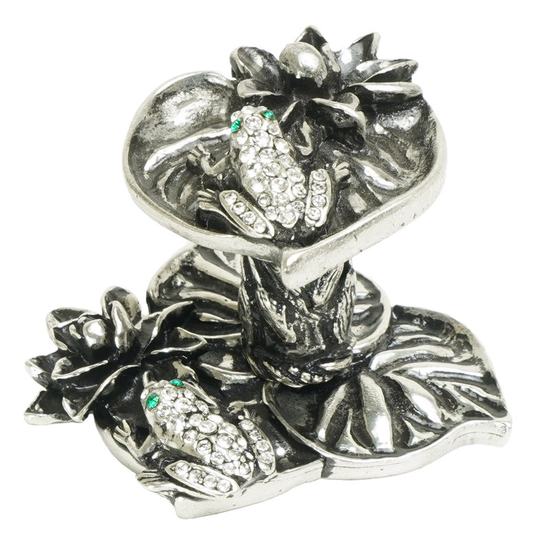 Lily Pads; lily pad & frog large knob & back plate; decorated with swarovski crystals in finish Chalice