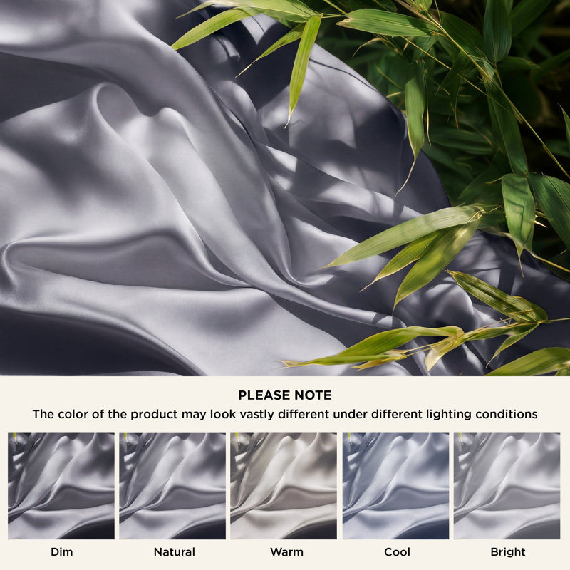 Essential Collection Cooling Rayon Derived from Bamboo Sheet Set, Short Queen Sheet Set with 2 Pillowcases, Dark Gray