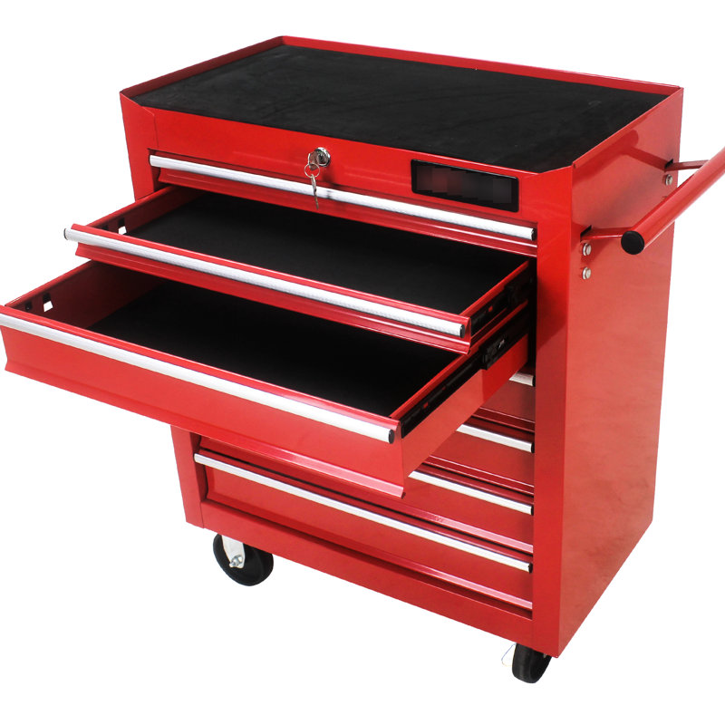 Chariot d'atelier mobile à 7 tiroirs Red, Rouge