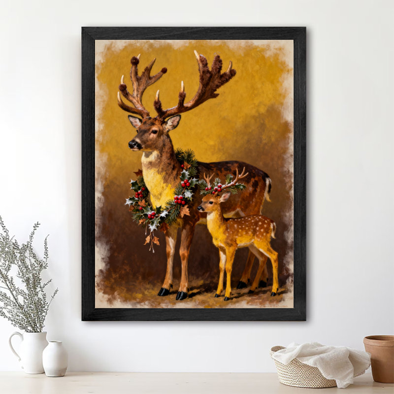 Art mural rétro noir, cerf de Noël, impressions rétro, H 11 po x l 9 po