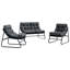  Garden Furniture With Cushion 3 Pcs Black 110 X 81 X 71Cm Metal