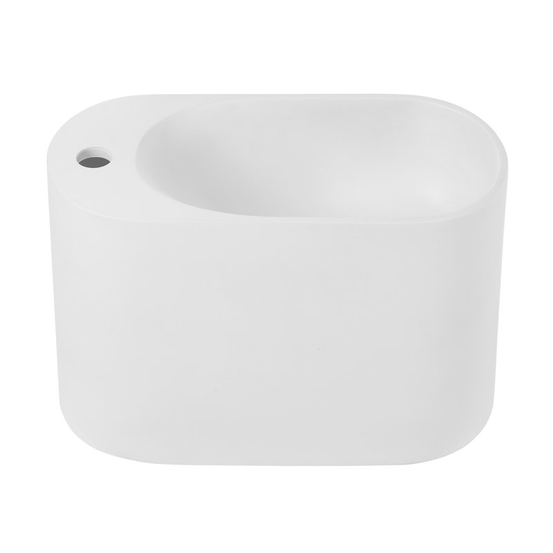 Terre 18" Solid Surface Oval Wall-Mounted Sink With Left Side Faucet Mount, Matte White