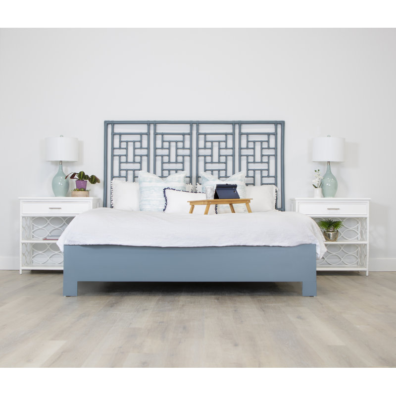 Ohana Rattan Open-Frame Headboard, King, Regatta Blue
