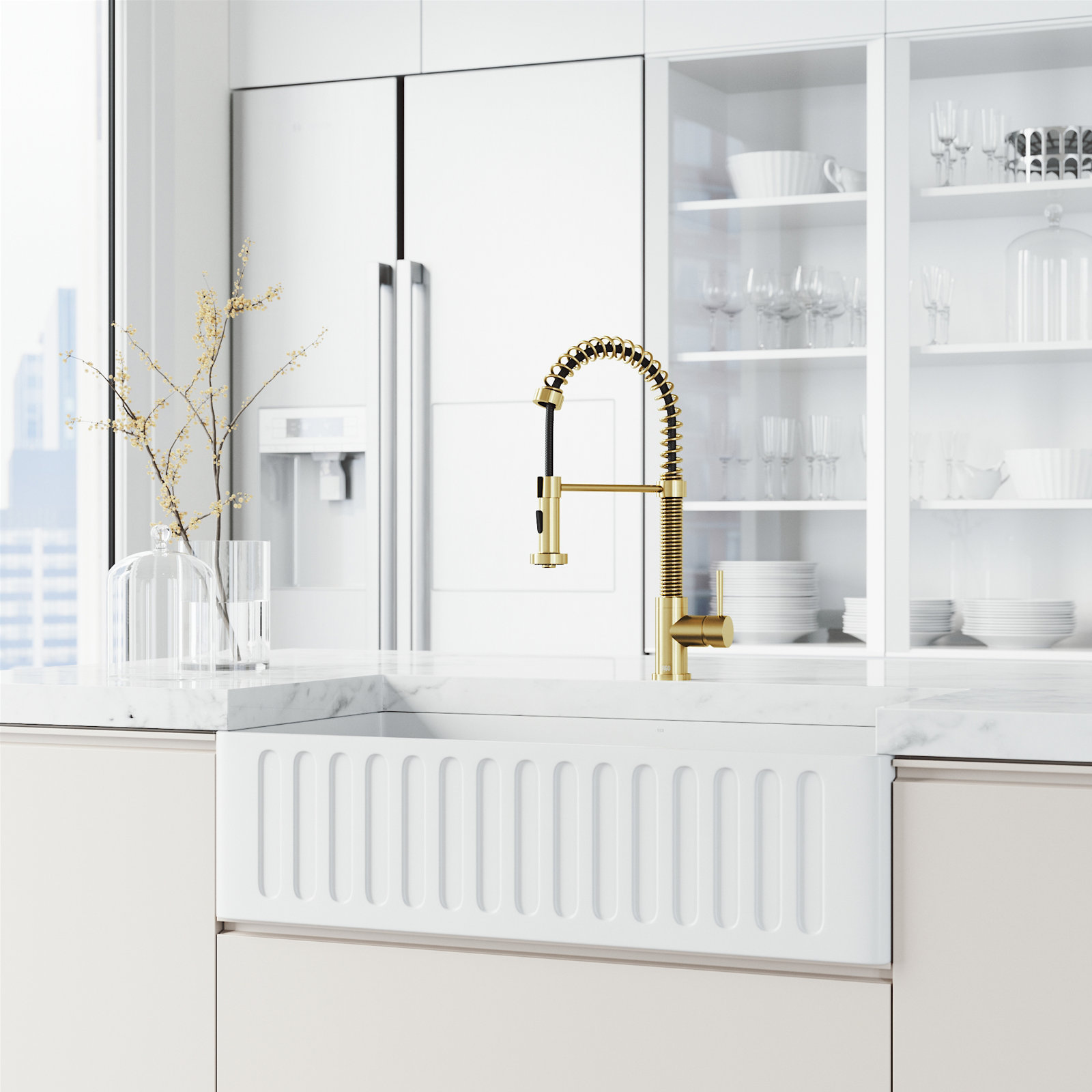 Edison Pull-Down Kitchen Faucet, Without Soap Dispenser, Matte Brushed Gold