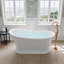 Baignoire de trempage autoportante 67 pouces, 56 gallons, 100% acrylique vierge pur avec drain et trop-plein, blanc brillant