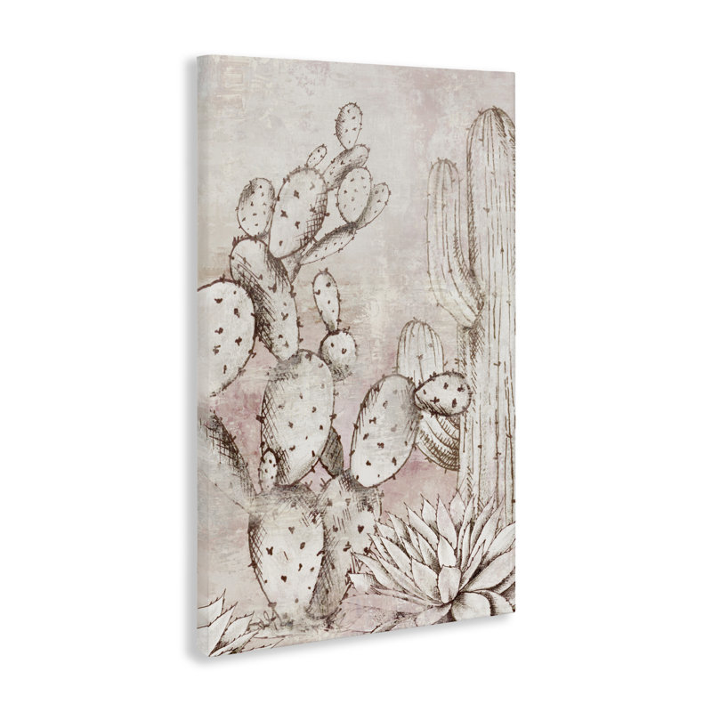 Toile Oasis Guardian Cacti, design par Luna Mavis, H 24 po x l 16 po