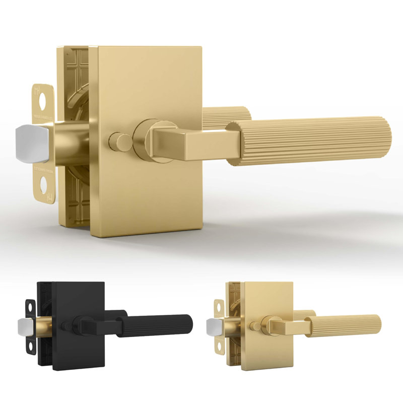 Paquet de 1 poignée de porte d'intimité Mega Handles Ridge, Paquet de 1, Laiton satiné, Confidentialité