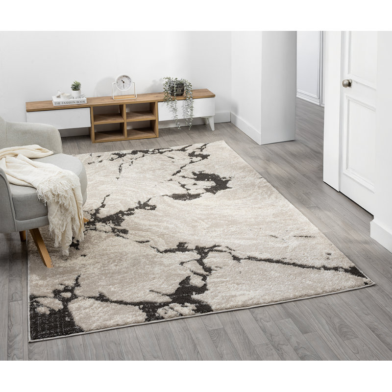 Derel Modern Embossed Contemporary Living Room Area Rug - Abstract Design,Mocha, Rectangle 80 x 150 cm