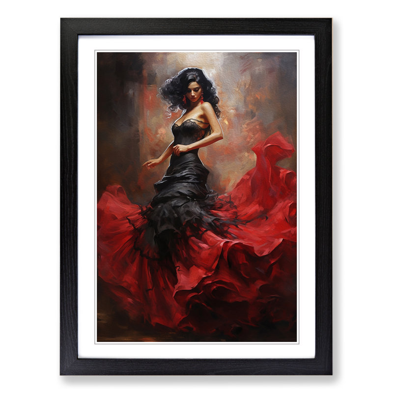 Flamenco Dancer Gothic - Single Picture Frame Print on Wood, 46cm H x 34cm W x 2cm D, Black