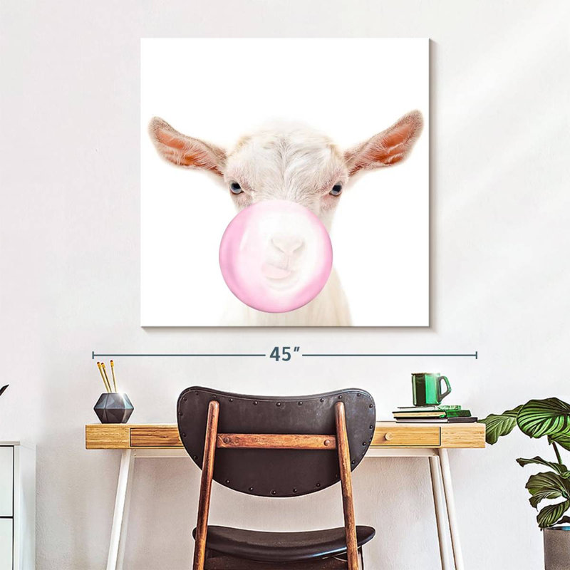 " Bubble Gum Goat ", 33" H x 33" W x 1.25" D