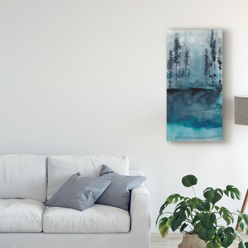 « winter beach trees i », peinture sur toile tendue, H 24 po x l 12 po x P 2 po