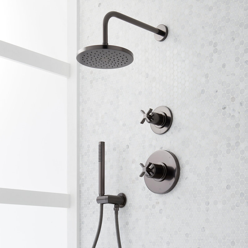 Vassor Shower System with Rain Shower Head, Hand Shower, Hose, Valve Trim and Diverter