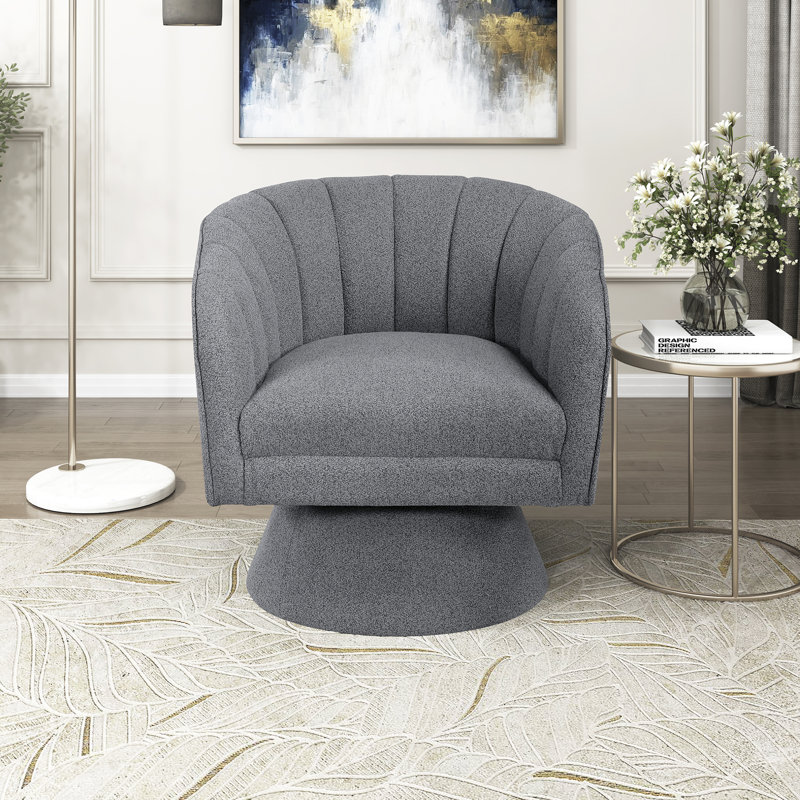Chaise pivotante Charley, Bouclé gris foncé