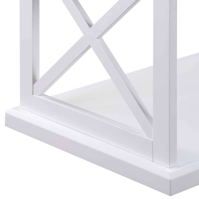Table basse 47 "avec tablette Arthella, Bois flotté / Blanc