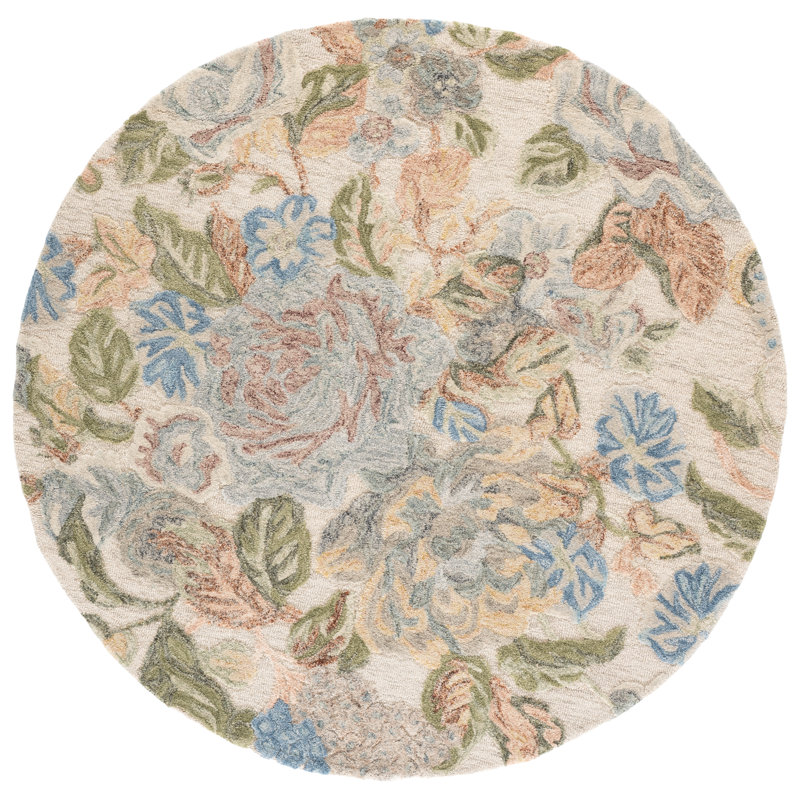 Jardin Hand Tufted Wool;Cotton Floral Indoor Rug, Round 6'