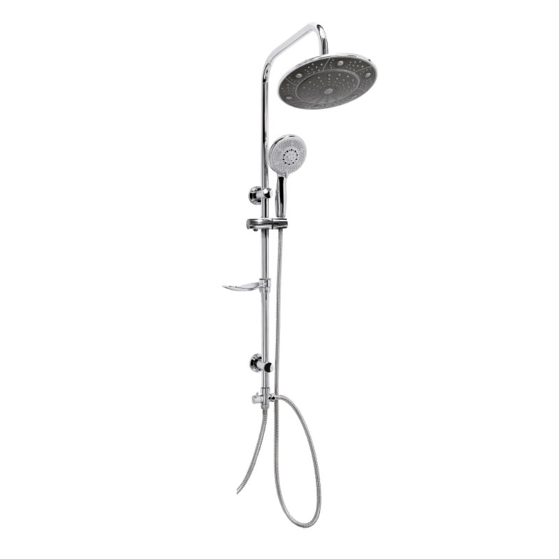 Exposed Mixer Shower with Handheld Shower Head and Fixed Shower Head