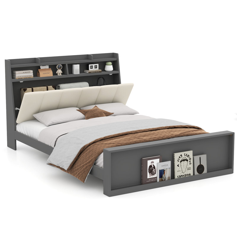 Structure de lit double avec sommier plateforme moderne