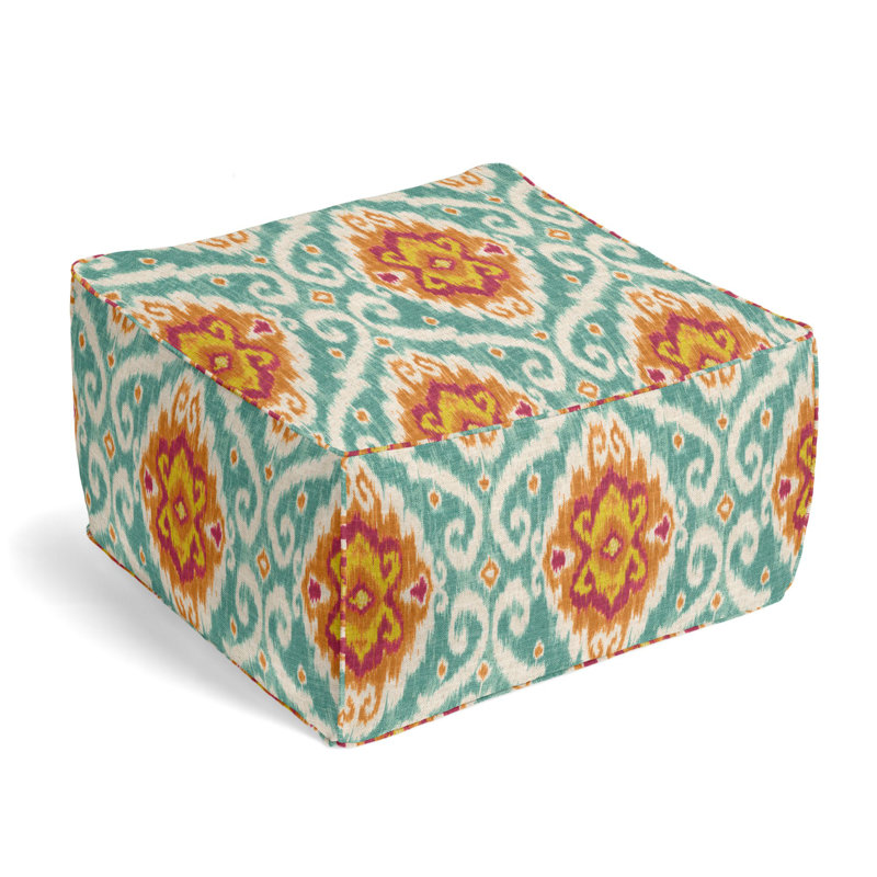 Square Pouf, Caribbean Cotton Blend/Linen Blend