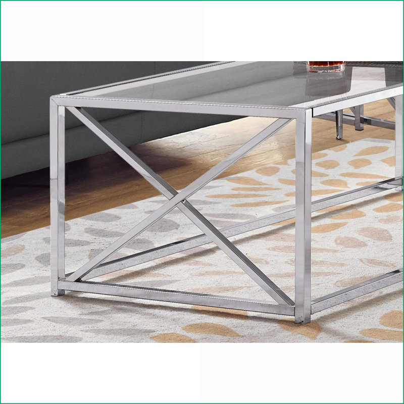 Table basse moderne en verre trempé transparent avec base en chrome poli - spacieuse et amp; Facile à nettoyer