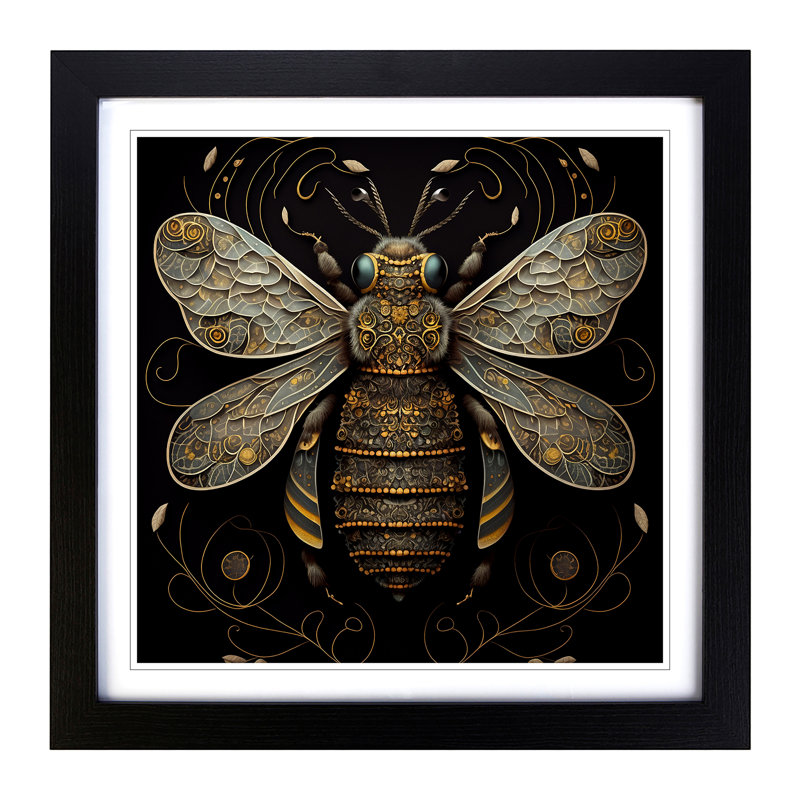 Bee Paisley Art - Framed Print, Black