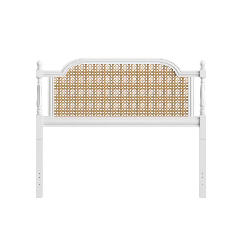 Elyse Solid Wood Headboard, White/Brown, Queen