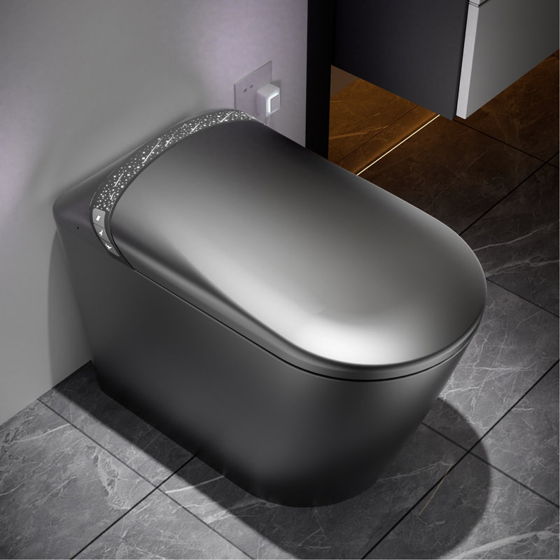 Starry Night Smart Bidet Toilet For Modern Bathroom, Auto Open/Close Seat, Foot Sensor Seat And Flush Activation, Led Display, Warm Air Drying, Matte Grey - Adjustable Temperature With Built In,
