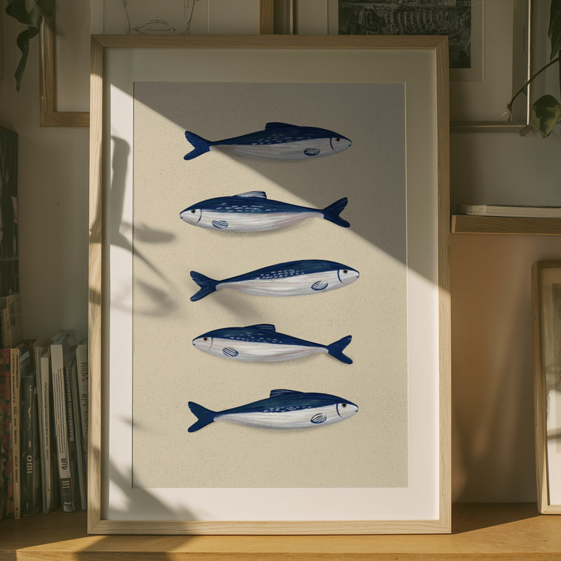 Wrapped Canvas Print, Blue/Beige