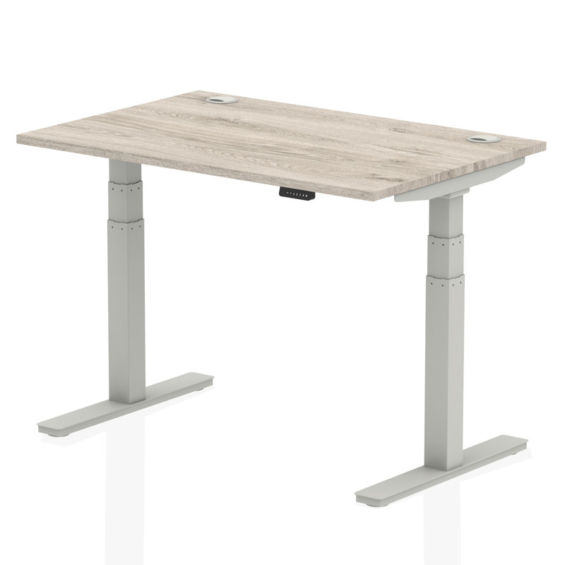 Nural Adjustable Metal Base Standing Desk, Silver, 131cm H x 120cm W x 80cm D