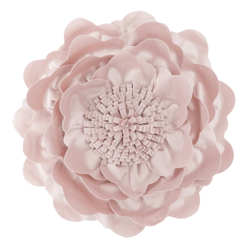 3D Peony Flower Accent Pillow Handmade Cushion Appliqued Decorative Throw Pillow Cover & Insert 14in, Rose Gold