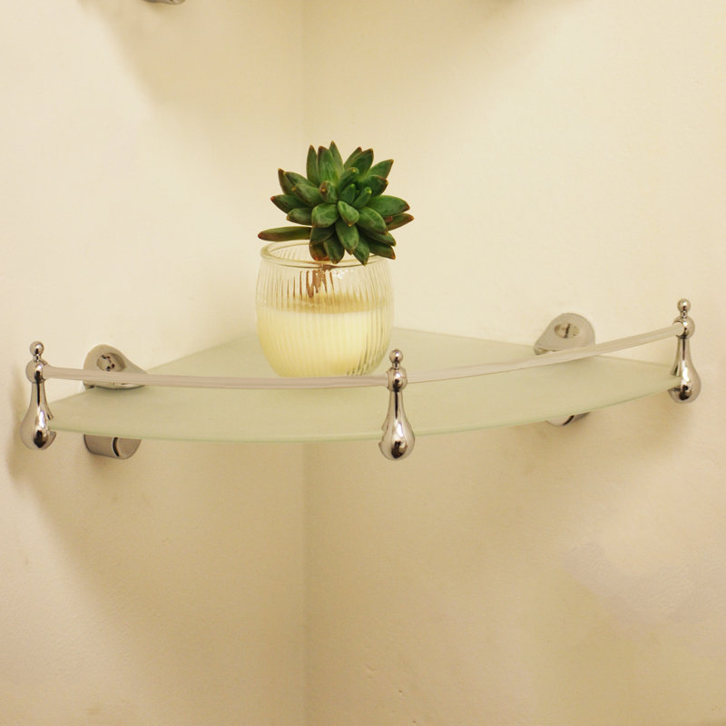 Wrightstown Corner Glass Corner Shelf with Adjustable Shelves, 0.24" H x 10" W x 10" D, Matte