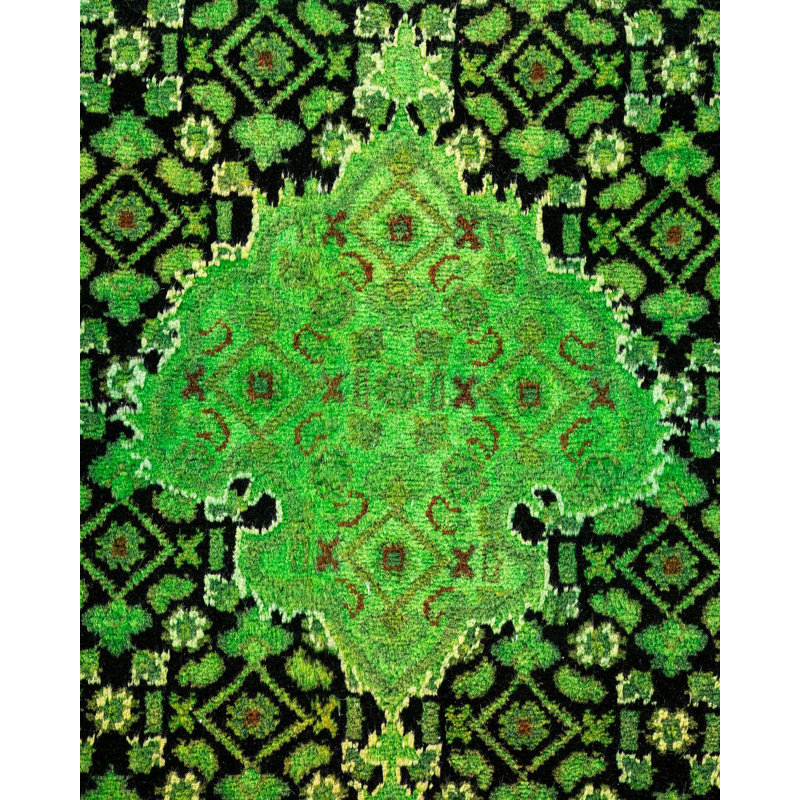 Tapis unique noué à la main Osbaldo - vert