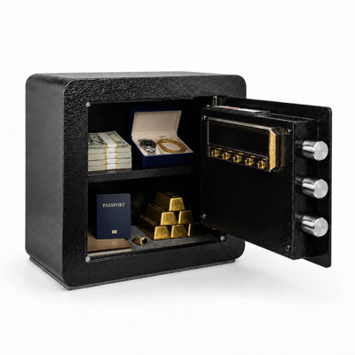 Electronic Security Safe 1.2 cu ft with Digital Keypad & Emergency Keys, Steel Document Box for A4/Jewelry, Home/Office/Hotel, Black