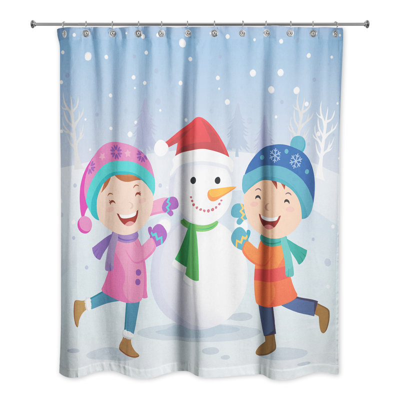 Rideau de douche à simple enfant bonhomme de neige Grandy