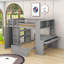 Lit superposé en bois 2 tiroirs avec tablettes, bureau et garde-robe Crone-204806407