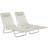 Folding Chaise Lounge Pool Chairs, Set of 2 Outdoor Sun Tanning Chairs with Pillow, Five-Position Reclining Back for Beach, Cream White-1454605513